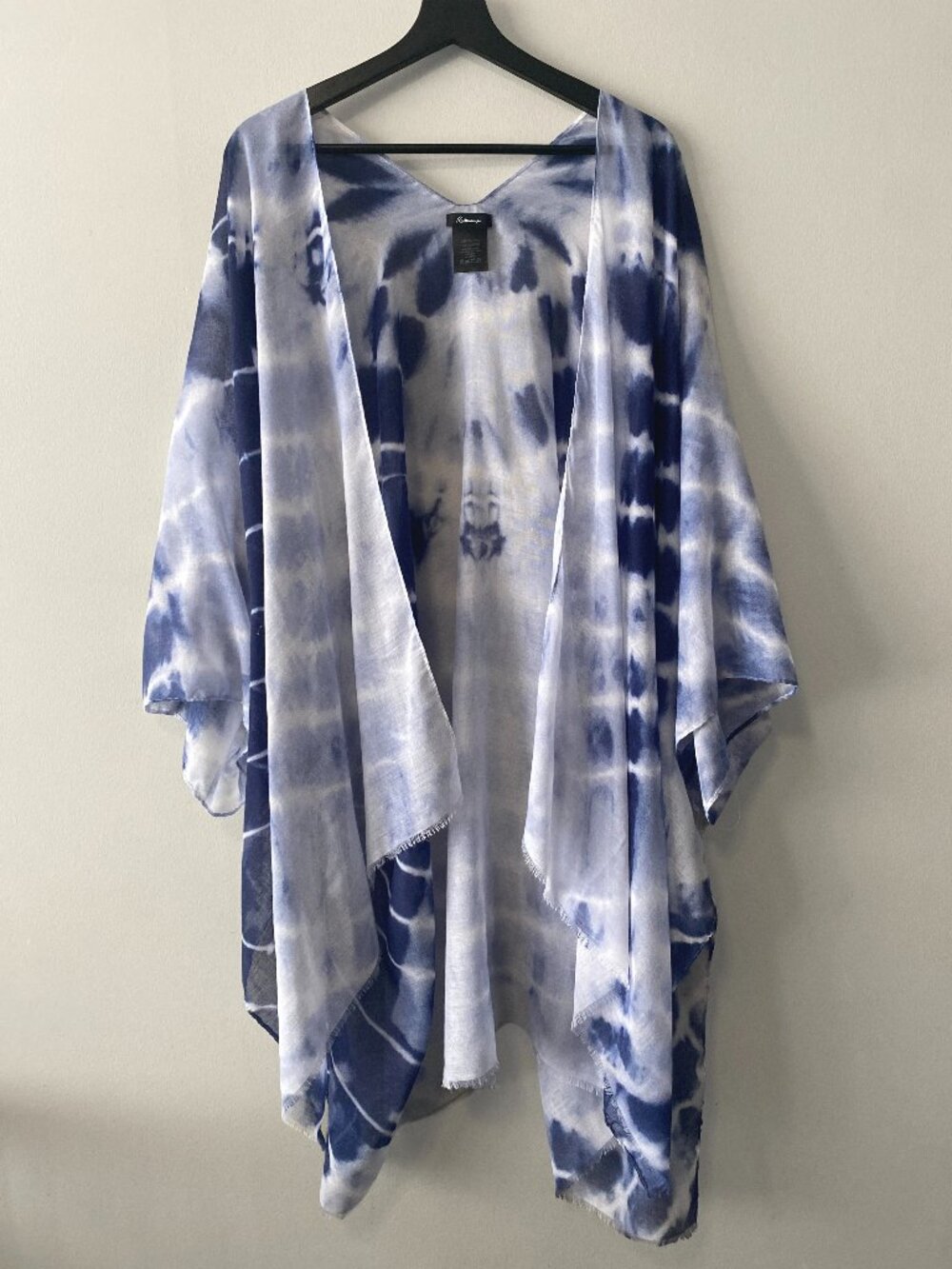 Reitmans Blue White Sheer Tie Dye Kimono Cardigan